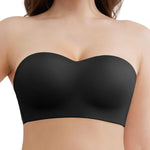 Slimers Seamless Strapless Bra for Women: Multiway Push Up Wireless/Underwire Strapless Bras Invisible Non-Slip Black