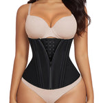 SHAPERX Waist Trainer for Women Underbust Corset Shapewear Tummy Control Workout Waist Cincher Body Shaper Zipper and Hooks, SZ7310-Black-M