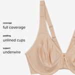 Wacoal Basic Beauty Full Figure Underwire Bra 855192 Natural Nude 42G
