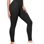 ODODOS Tummy Control Full Length Compression Leggings with Inner Pocket for Women, 28" High Waist Workout Running Yoga Pants, Black, Medium