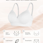 FeelinGirl Wireless Supportive Bra for Women, Seamless Comfort Bralettes No Underwire Full Coverage Everyday Bras White