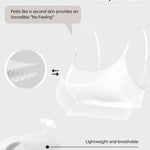 OEAK Womens Comfortable Bras No Underwire Cami Bra Seamless Unlined Bralettes Scoop Neck Unpadded Everyday Sports Tshirt Bra White,M