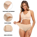 Molasus Women's Soft Cotton Underwear Briefs High Waisted Postpartum Panties Ladies Full Coverage Plus Size Underpants Nude,Large