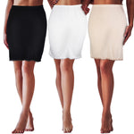 Haysandy 3 Pcs Half Slip for Women Under Dresses Lace Short Trim Half Slips for Underskirt Slip Dress(Medium)