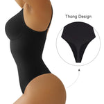 SHAPERX Women's Tummy Control Shapewear Thong Bodysuit Seamless Waist Snatching Body Shaper,SZ5215-Black-XXS/XS