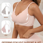 CINOON Womens Wireless Bras Push Up Bralette Supportive Everyday Bras Seamless Full Coverage Comfort T-Shirt Bra Pink