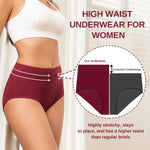 Vevmon Cotton Underwear for Women High Waisted Full Coverage Briefs Soft Ladies Panties 5 Pack (US, Alpha, Large, Regular, Regular, A-5 Pack 5 Colors)