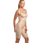 Isavela 2nd Stage Body Suit Mid Thigh Length W/Suspender Closed Buttocks Enhancing Compression Girdle (BE08) (LG, Beige)