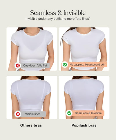 Jellysoft Bra Nude Jelly Bras for Women Wireless No Underwire Deep V | Comfortable, Breathable, Adjustable Straps, Everyday Wear