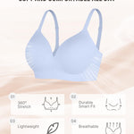 FeelinGirl Wireless Supportive Bra for Women, Seamless Comfort Bralettes No Underwire Full Coverage Everyday Bras Sky Blue