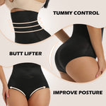 SHAPERIN High Waisted Shaper Panty for Women, Tummy Control Panty Belly Slimming Body Shaperwear Underwear Brief Black
