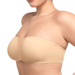 HSIA Strapless Bra for Big Bust Women, Anti-Slip Full Coverage Bandeau Plus Size Fiery Bra Underwire Support for Large Breast Beige