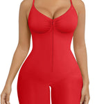 SHAPERX Women's Shapewear Bodysuit Tummy Control Seamless Zip-Up Body Shaper Waist Defining Silhouette,SZ5862-Red-S/M