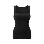 EUYZOU Shapewear Tummy Control Compression Tank Tops for Women Seamless Square Neck Body Shaper Wide Strap Camisole, Black L
