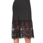 MANCYFIT Half Slips for Under Dresses Extender Slip Skirt for Women Lace Trim Long Underskirt 28 Inch Black XX-Large