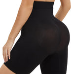SHAPERX Tummy Control Underwear for Women – Mid-Waisted Seamless Shapewear Shorts Anti-Rolling Body Shaper Under Dresses, SZ5810-Black-L/XL
