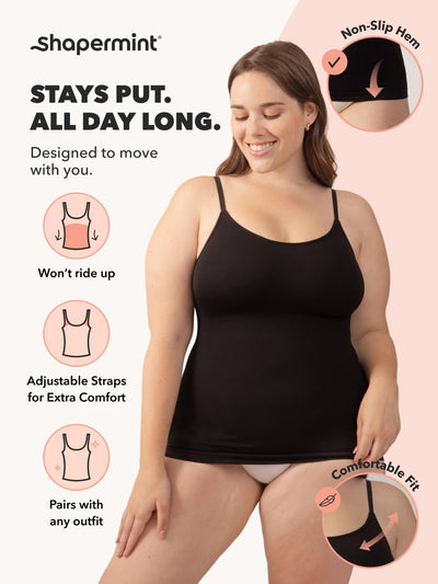 SHAPERMINT Womens Tops - Scoop Neck Cami Body Shaper for Women, Shapewear Tummy Control, Camisole Tank Tops for Women