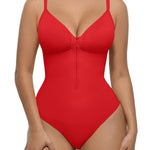 FeelinGirl Shapewear Tummy Control for Women Zip Shapewear Bodysuit Thong V-Neck Body Suit Seamless Body Shaper