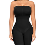 Werena Women's Strapless Shapewear Full Body Bodysuit Tummy Control Seamless Mid Thigh Body Shaper with Removable Straps (Black,XL)