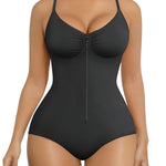 SHAPERX Women's Shapewear Bodysuit Tummy Control Seamless Zip-Up Body Shaper Waist Defining Body Suit,SZ5861-Black-3XL