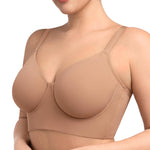 HSIA Bras for Women Minimizer Full Coverage Seamless Plus Size Longline Unlined Underwire Back Smoothing Bra, Dark Beige 38DD