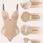 JOYSHAPER Women Shapewear Bodysuit Built in Bra Tummy Control U Plunge Backless Body Shaper Bra Thong Body Suits