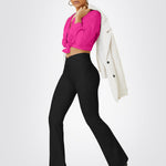 FOHOFO Yoga Pants Women, Flare Leggings for Women with Pockets Crossover High Waisted Bootcut Yoga Pants Black