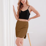 MANCYFIT Half Slips for Women Underskirt Short Mini Skirt with Floral Lace Trim Dark Brown Medium