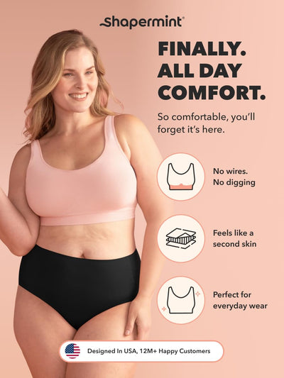SHAPERMINT Bras for Women No Underwire - Seamless Bras for Women, Wireless Bra, Adjustable Plus Size Bra