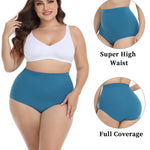 wirarpa Women's Underwear Cotton Super High Waisted Briefs Stretch Full Coverage Panties 4 Pack Assorted Large