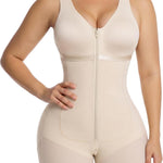 SHAPERX Women's Fajas Colombianas Moldeadoras Postpartum Tummy Control Compression Shapewear Body Shaper with Zipper Crotch