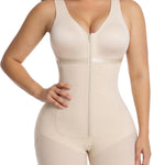 SHAPERX Women's Fajas Colombianas Moldeadoras Postparto Tummy Control Shapewear Compression Garment with Zipper Crotch,SZ7390-Beige-2XL