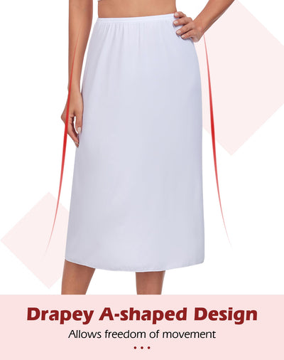 MANCYFIT Half Slips for Under Dresses Slip Skirt for Women A-line Underskirt for Dresses White Large