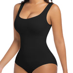 ONEW Womens Shapewear Bodysuits Tummy Control Body Shaper Seamless Sleeveless Waist Trainer for Women Scoop Neck Going out Tops,Black,Large