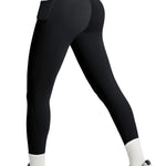 Heathyoga Scrunch Butt Lifting Leggings with Pockets for Women Tummy Control Compression Leggings No Front Seam Yoga Pants Black