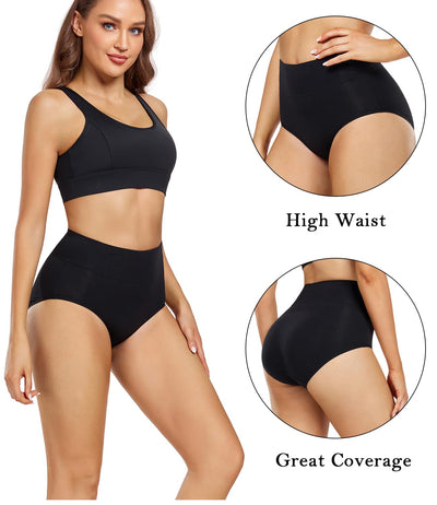 wirarpa Women's Cotton Postpartum Underwear High Waisted Ladies Panties Full Coverage Briefs 4 Pack Assorted Medium