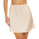 MANCYFIT Womens Half Slip for Under Dresses Satin Slip Skirt Mini Underskirt Nude Small