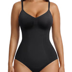 SHAPERX Women's Shapewear Bodysuit Bonded Tummy Control Panel Seamless Comfy Body Shaper With Targeted Compression,SZ6213-Black-L/XL