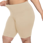 VOGUEMAX Women's Plus Size Short Leggings Stretchy Slip Shorts Mid Thigh Lightweight Pants Apricot