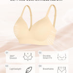 FeelinGirl Wireless Supportive Bra for Women, Seamless Comfort Bralettes No Underwire Full Coverage Everyday Bras Skin