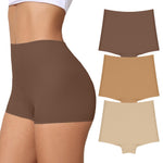 FallSweet BoyShort Underwear for Women No Show Seamless Panties Smooth Boxer Briefs Stretch Shorts, Coffee, M