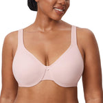 DELIMIRA Women's Minimizer Bra Plus Size Underwire Smooth Full Coverage Seamless Bras Gentle Rose 34E