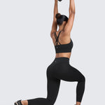 CRZ YOGA Secretsculpt Butterlift Workout Leggings 25" - No Front Seam High Waisted Womens Yoga Pants Booty Scrunch Butt Black Medium