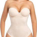 Slimers Strapless Shapewear Seamless Bodysuit - Tummy Control Sculpt Body Shaper : Removable Straps Butt Lifting Shapewear