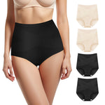 QUASTI Women's High Waisted Underwear Tummy Control Cotton Postpartum Panties Full Coverage Briefs 4 Pack(Regular & Tummy control Plus（XXL）