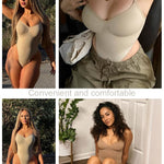 OQQ Women’s Shapewear Bodysuit Seamless Tummy Control Body Suit Soft Stretch Tank Top for Everyday Wear Nude