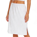 Staralfur Half Slip for Women Skirt Slip for Under Dresses Non Cling with Side Slit White Small