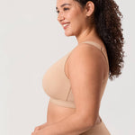 DELIMIRA Women's Posture Bra Front Closure Lightly Padded Plus Size Wireless Full Coverage No Underwire Bras Natural 38C