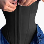 SHAPSHE Waist Trainer for Women Tummy Control Workout Waist Cincher Corset Shapewear Postpartum Body Shaper Faja with Zipper Hook Black