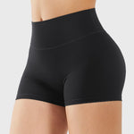 YEOREO Women's Biker Shorts 2.5" No Front Seam Elysina High Waist Hidden Scrunch Workout Gym Yoga Running Shorts Black XS